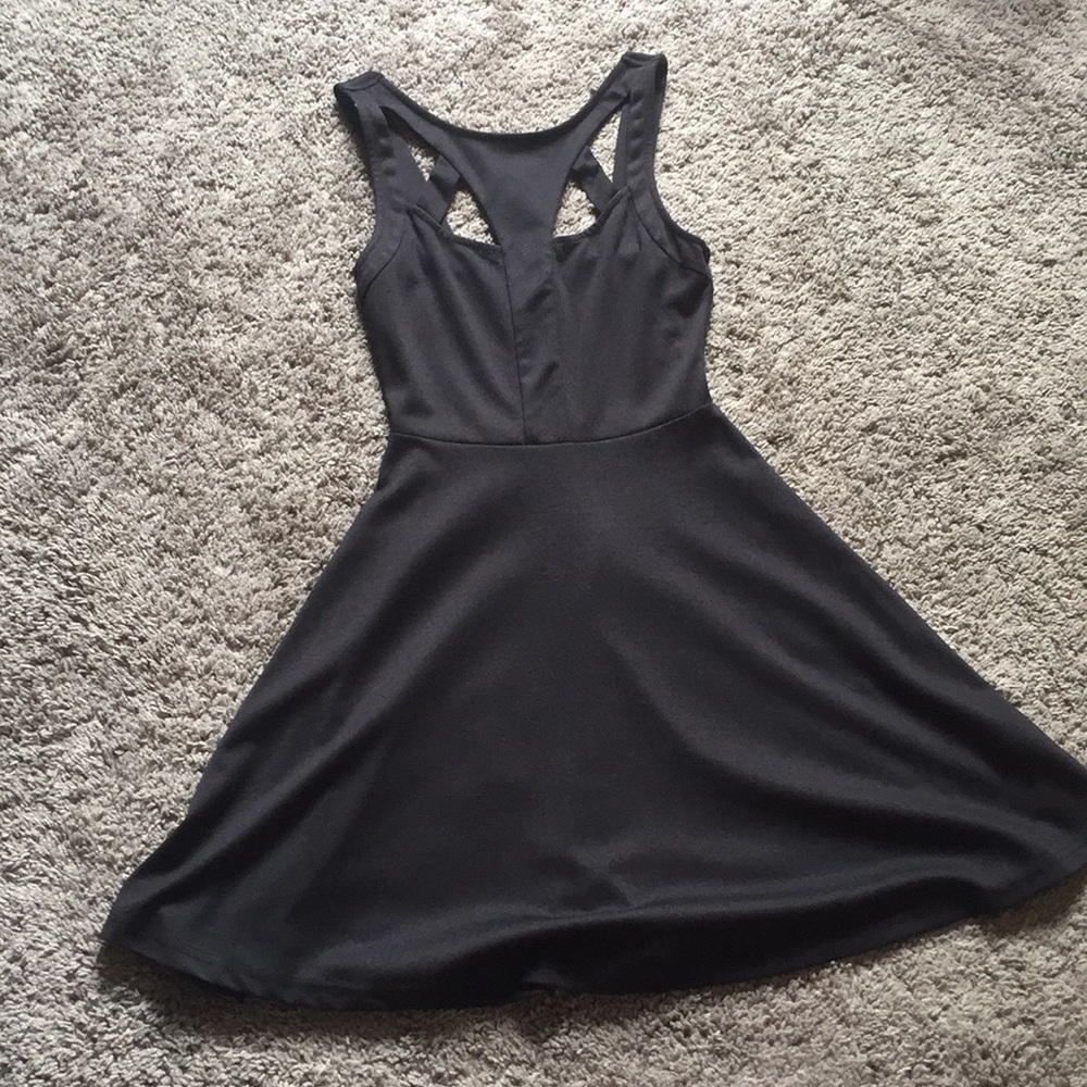 Black cotton skater dress